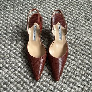 Manolo Blahnik | Carolyne Slingback Lizard Pumps | size 7